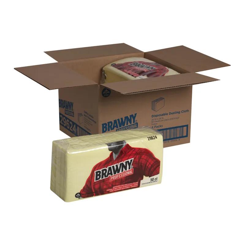 Brawny® Professional Dust Cloth 24X24 IN 1 PLY Rayon Yellow Disposable 50 Sheets/Pack 4 Packs/Case 200 Sheets/Case
