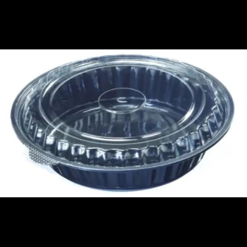 Take-Out Container Base & Lid Combo With Dome Lid 24 OZ Plastic Black Round Shallow 150/Case