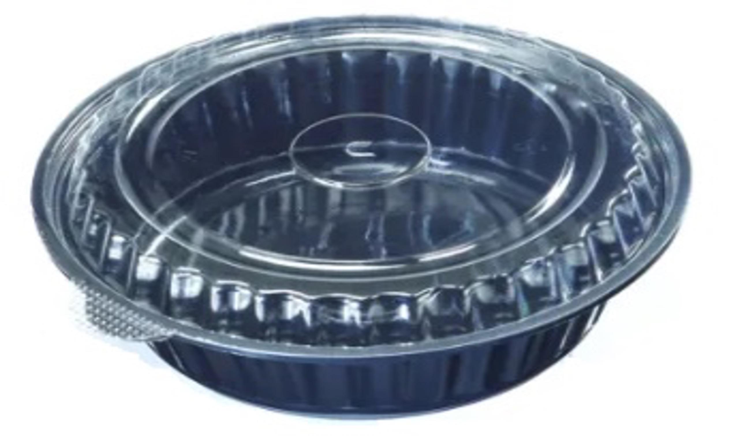 Take-Out Container Base & Lid Combo With Dome Lid 24 OZ Plastic Black Round Shallow 150/Case