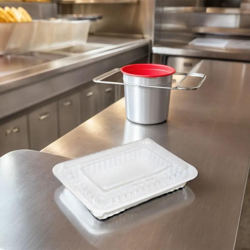 Take-Out Container Base & Lid Combo With Dome Lid 26 OZ PP White Oblong 150/Case