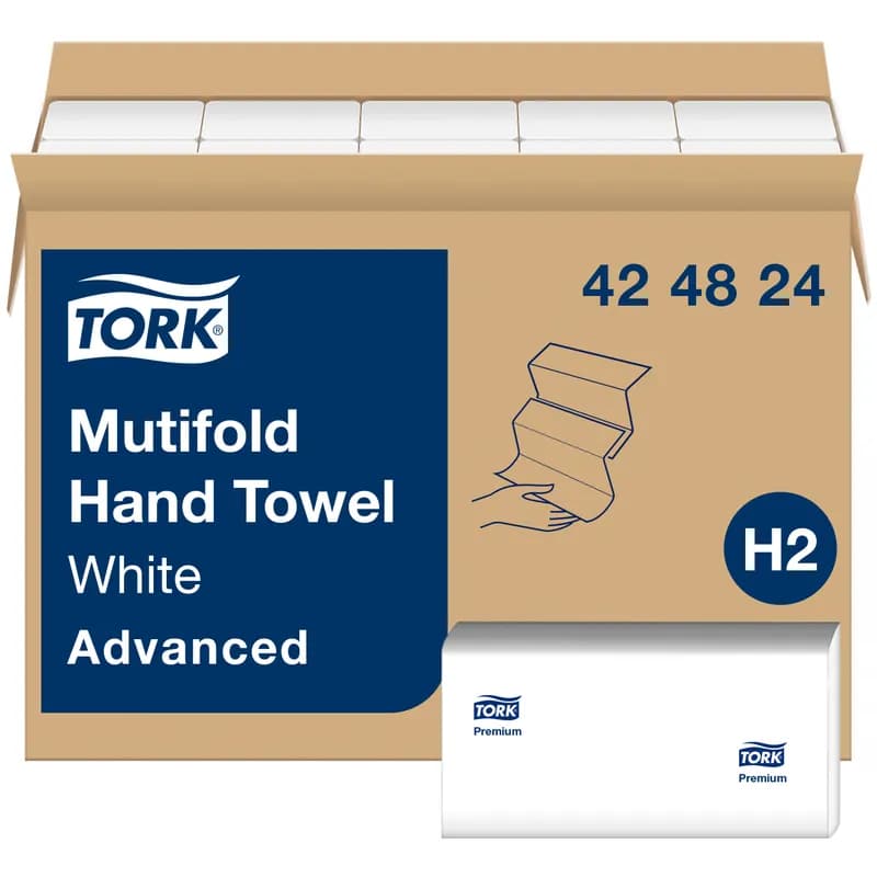 Tork Folded Paper Towel H2 9.5X9 IN 3.2X9 IN 1PLY White Multifold Z Refill 250 Count/Pack 16 Packs/Case 4000 Count/Case