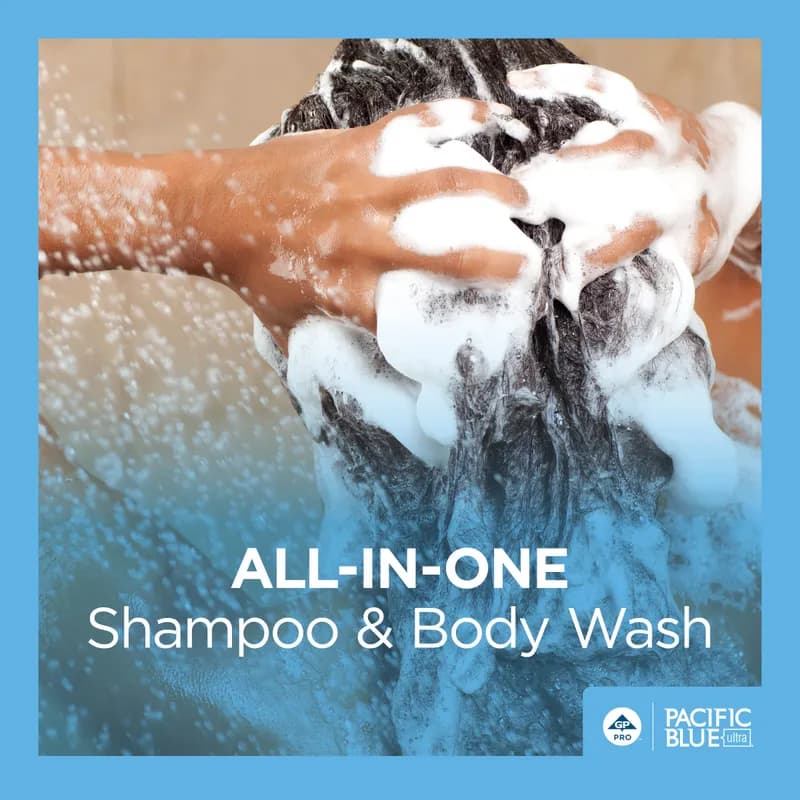 Pacific Blue Ultra™ Hair & Body Wash Liquid 1200 mL Aloe Vera Blue Manual Dispenser Refill 4/Case