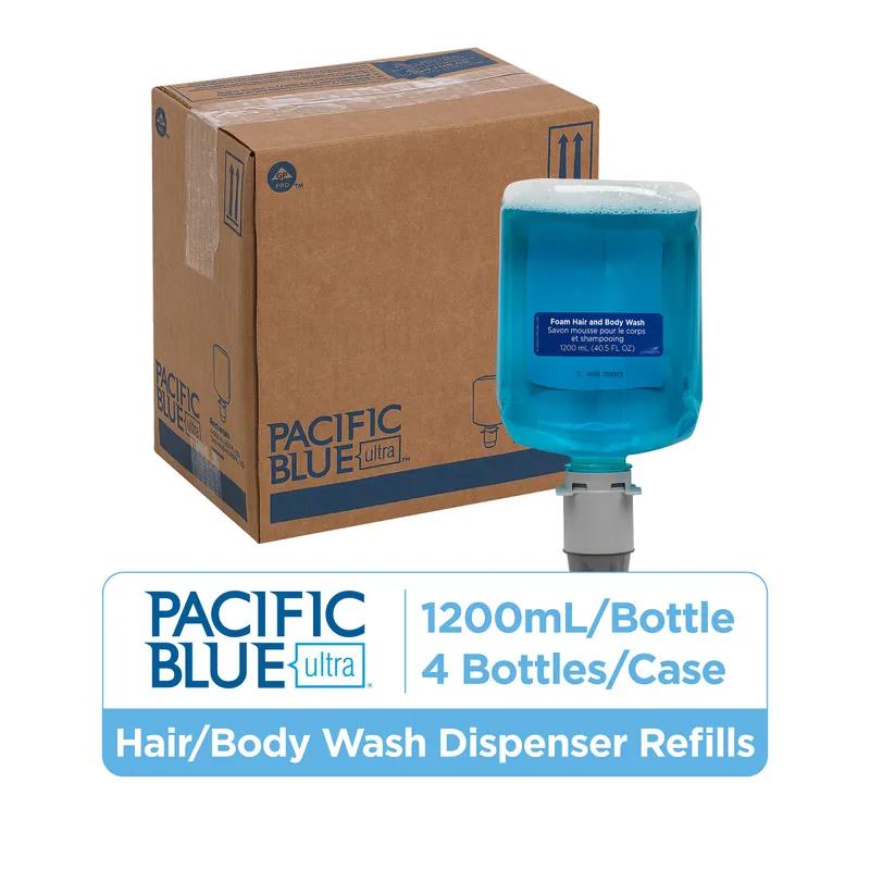 Pacific Blue Ultra™ Hair & Body Wash Liquid 1200 mL Aloe Vera Blue Manual Dispenser Refill 4/Case