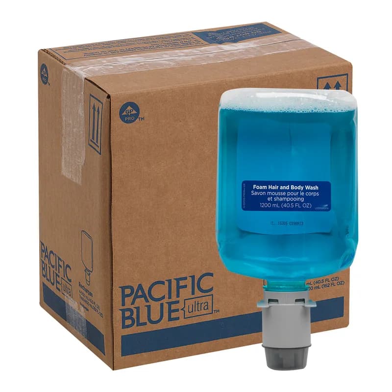 Pacific Blue Ultra™ Hair & Body Wash Liquid 1200 mL Aloe Vera Blue Manual Dispenser Refill 4/Case