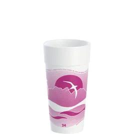 Dart® J Cup® Cup Insulated 24 OZ EPS Mauve White Horizon® 20 Count/Pack 25 Packs/Case 500 Count/Case