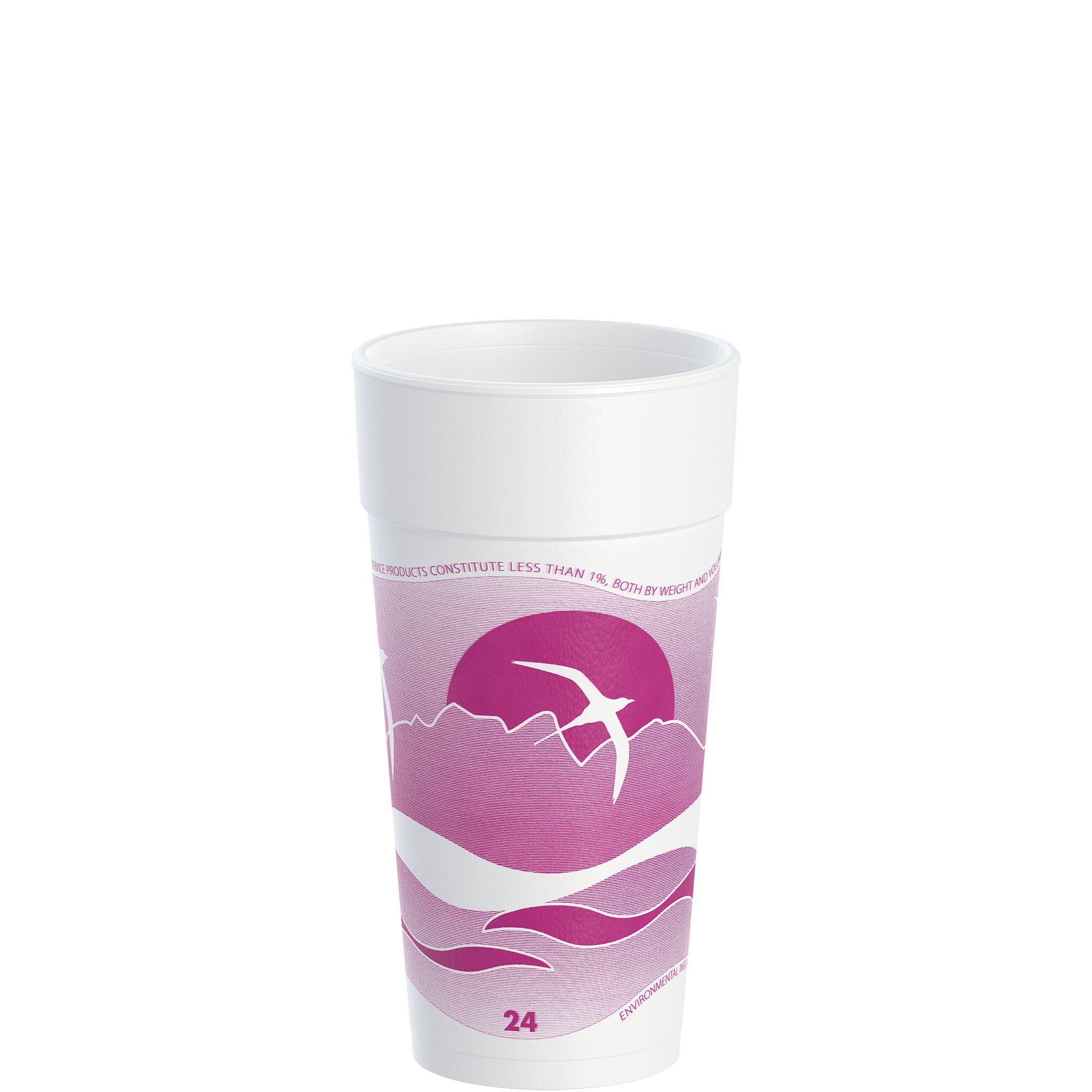 Dart® J Cup® Cup Insulated 24 OZ EPS Mauve White Horizon® 20 Count/Pack 25 Packs/Case 500 Count/Case