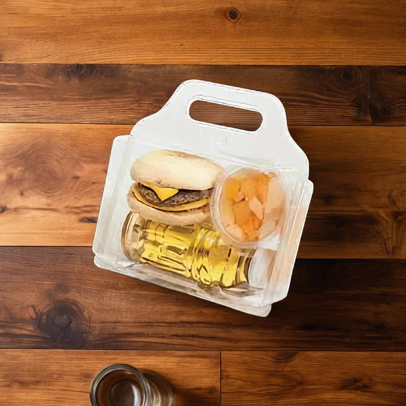 WNA Atrium Lunch Take-Out Container Hinged Barn 7.75X7.5X3.56 IN PET Clear Rectangle With Handle 100/Case