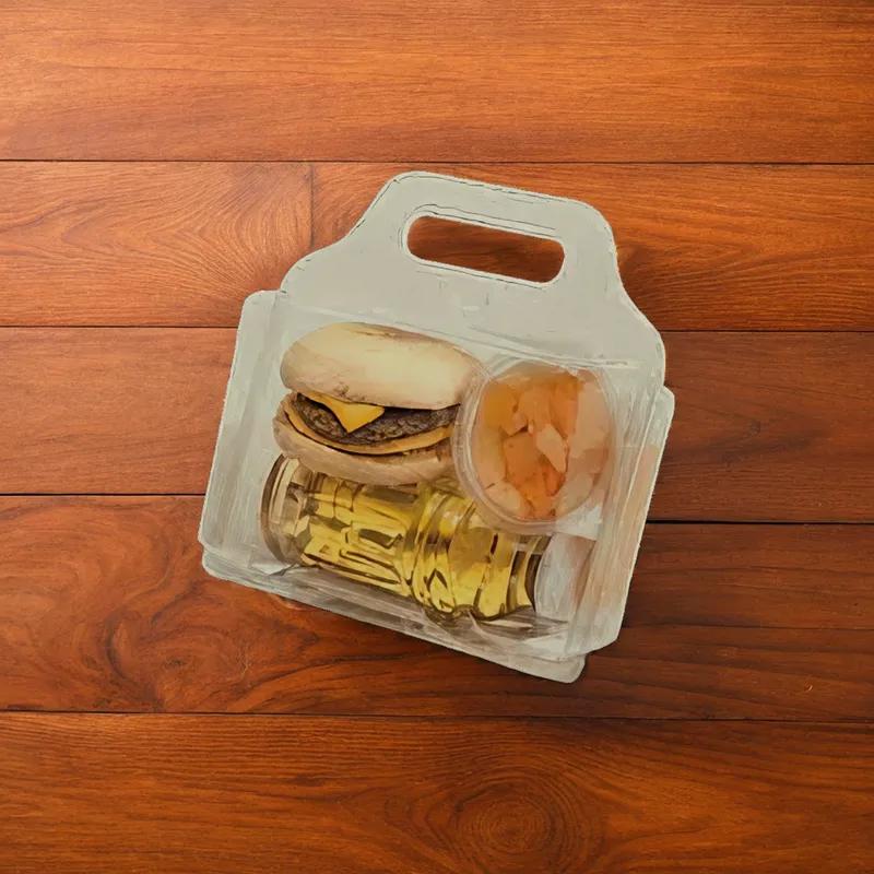 WNA Atrium Lunch Take-Out Container Hinged Barn 7.75X7.5X3.56 IN PET Clear Rectangle With Handle 100/Case