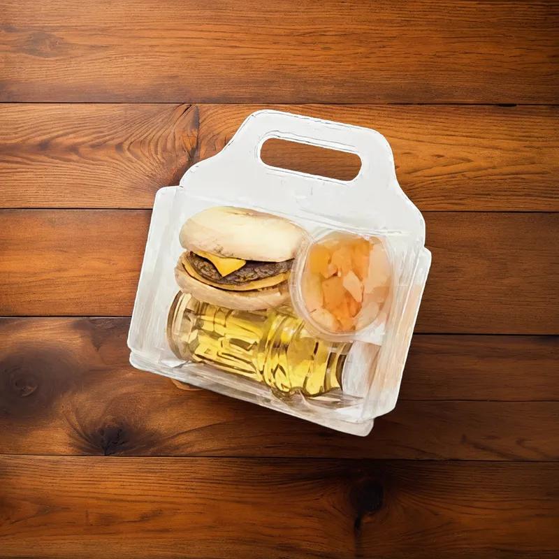 WNA Atrium Lunch Take-Out Container Hinged Barn 7.75X7.5X3.56 IN PET Clear Rectangle With Handle 100/Case