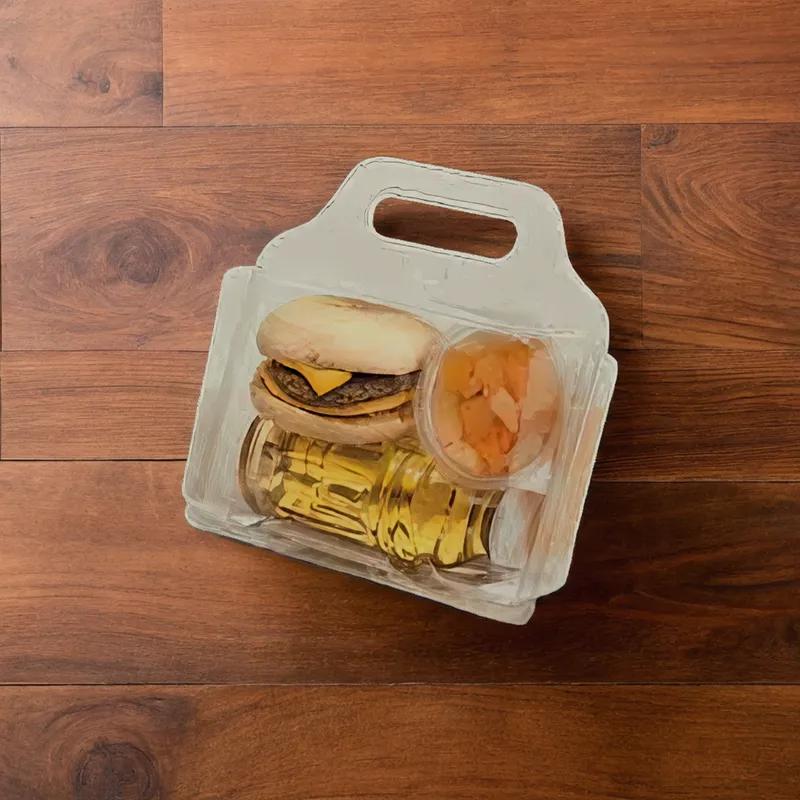 WNA Atrium Lunch Take-Out Container Hinged Barn 7.75X7.5X3.56 IN PET Clear Rectangle With Handle 100/Case