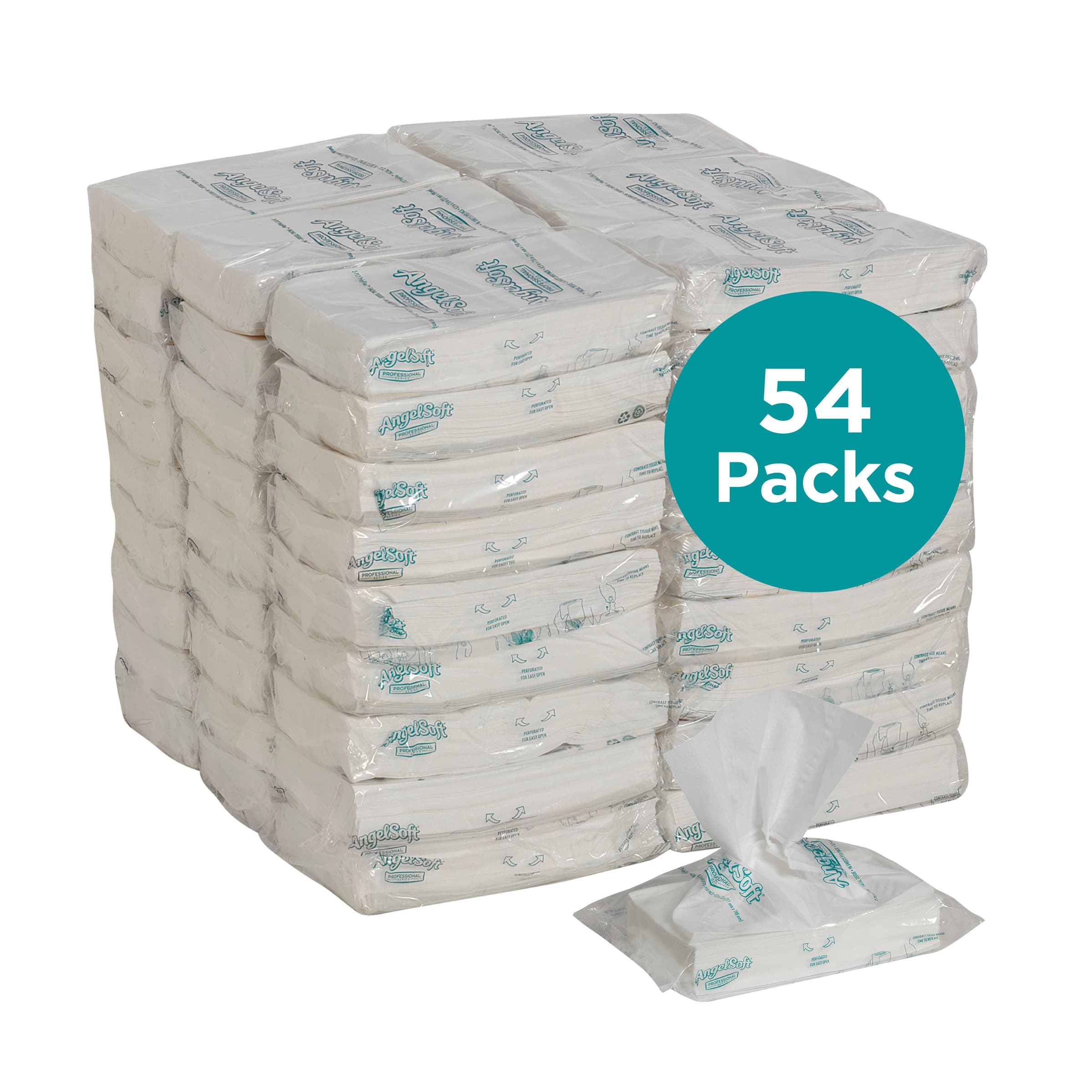 Angel Soft Professional® Series Pro Facial Tissue 2PLY Wht 1/2 Fld EPA Indicator Bag 96 Sheets/Pack 54 Packs/Case