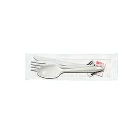Victoria Bay 6PC Cutlery Kit PP White Medium Weight With 13X13 Napkin,Fork,Knife,Salt & Pepper,Teaspoon 500/Case