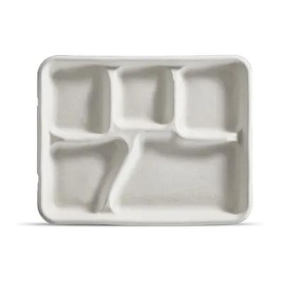 Savaday® Cafeteria & School Lunch Tray 8X10X1 IN 5 Compartment Molded Fiber Kraft Rectangle 500/Case