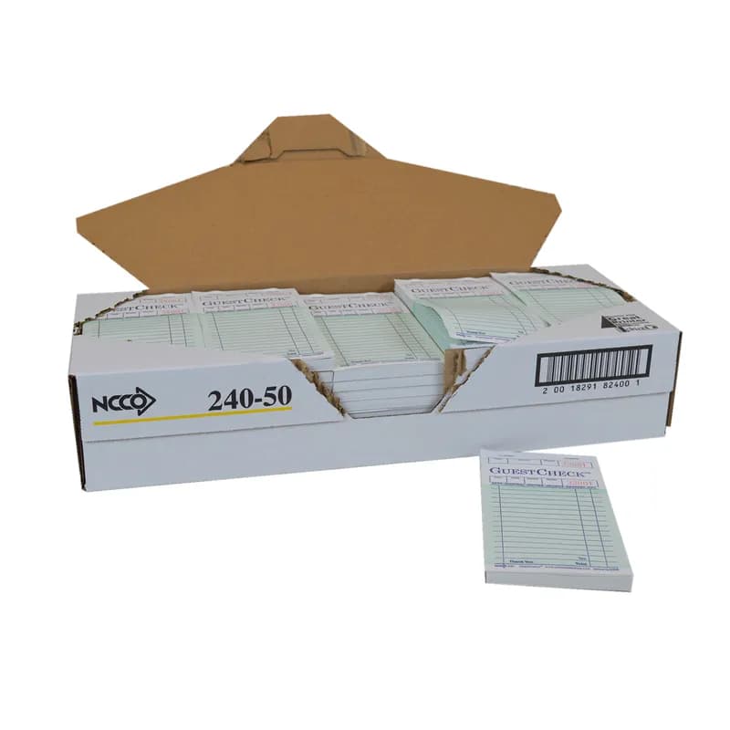 Guest Check 3.5X6.75 IN Paper Green Single 100 Count/Pack 50 Count/Case