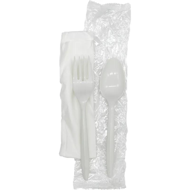 Victoria Bay 3PC Cutlery Kit White Medium Weight With Napkin,Fork,Spoon 500/Case