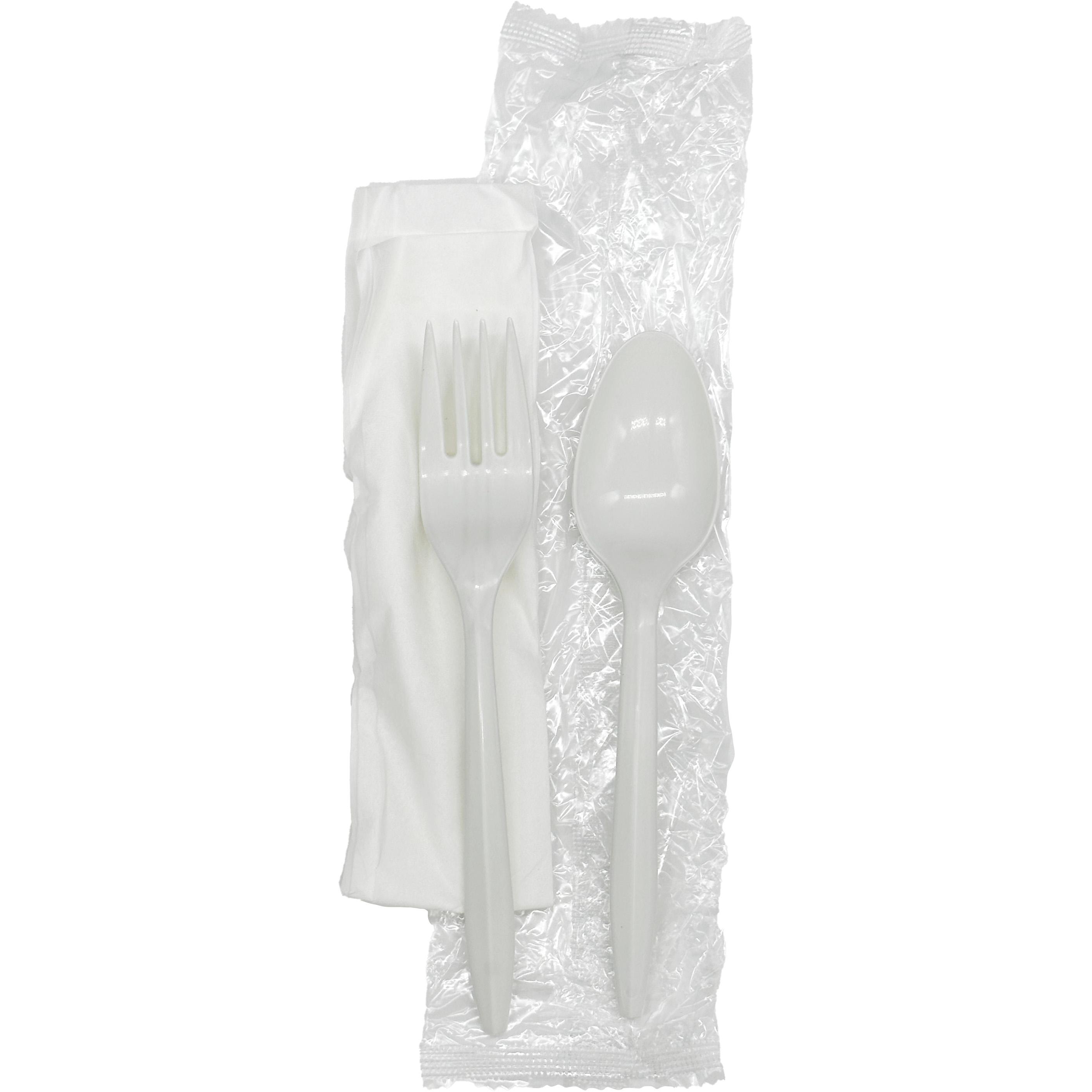 Victoria Bay 3PC Cutlery Kit White Medium Weight With Napkin,Fork,Spoon 500/Case