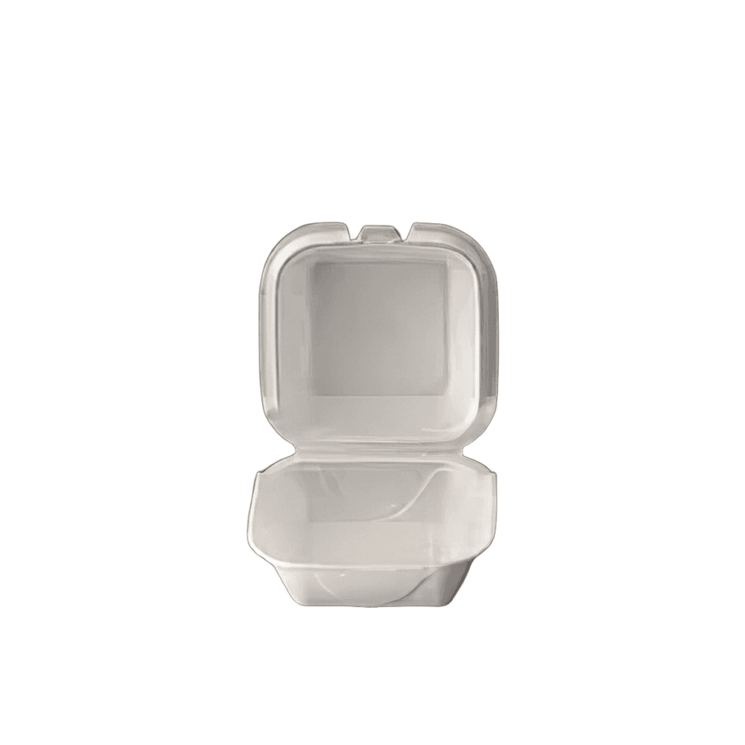 Take-Out Container Hinged 6X6X3 IN Polystyrene Foam White Square 500/Case