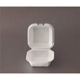 Take-Out Container Hinged 6X6X3 IN Polystyrene Foam White Square 500/Case