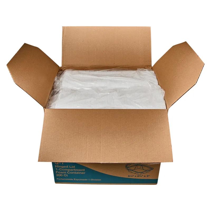 Take-Out Container Hinged 8.1X8.2X3 IN Polystyrene Foam White 200/Case