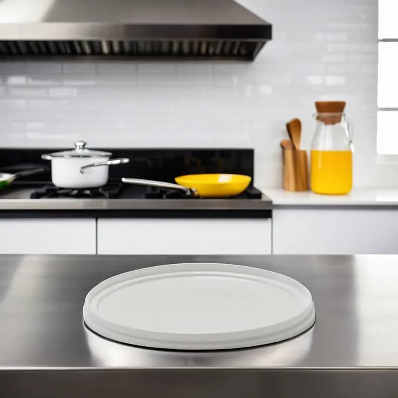 Lid Flat 6.59X0.32 IN HDPE White Round For 80 OZ Container 360/Case