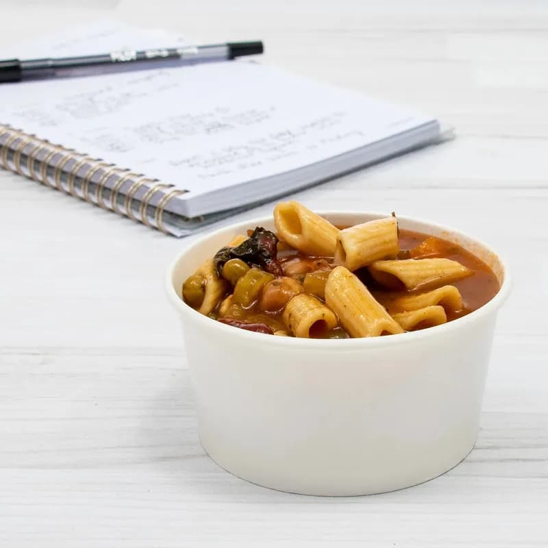 Solo® Food Container Base 6 OZ Double Sided Poly Paper (DSP) White Squat 50 Count/Pack 20 Packs/Case 1000 Count/Case