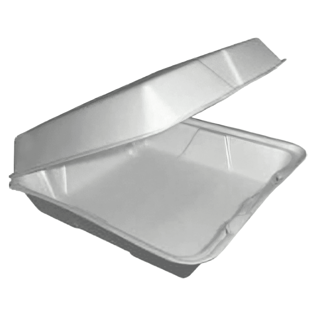 Valueware Take-Out Container Hinged 9.25X9.25X3 IN Polystyrene Foam White Square 200/Case