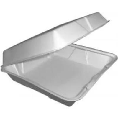 Valueware Take-Out Container Hinged 9.25X9.25X3 IN Polystyrene Foam White Square 200/Case