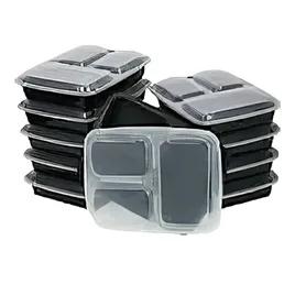 Victoria Bay Take-Out Container Base & Lid Combo 39 OZ 3 Compartment PP Rectangle Microwave Safe 150/Case