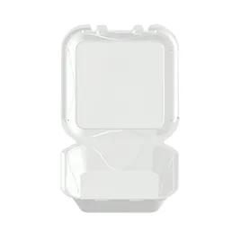 Take-Out Container Hinged 9X9X3.1 IN Polystyrene Foam White Square 200/Case