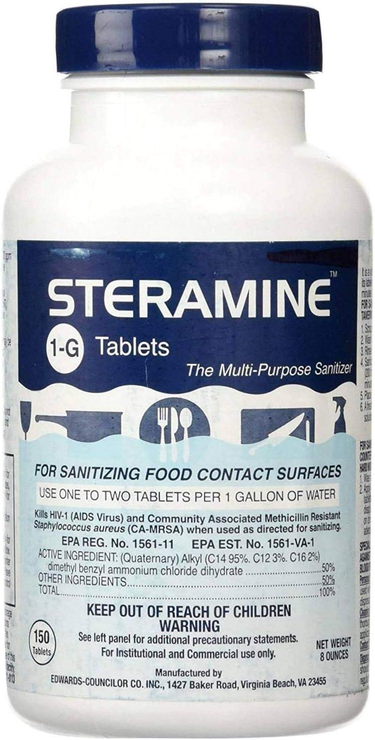 Steramine S150 Sanitabs Sanitizer Tablet 150 Count/Pack 12 Packs/Case