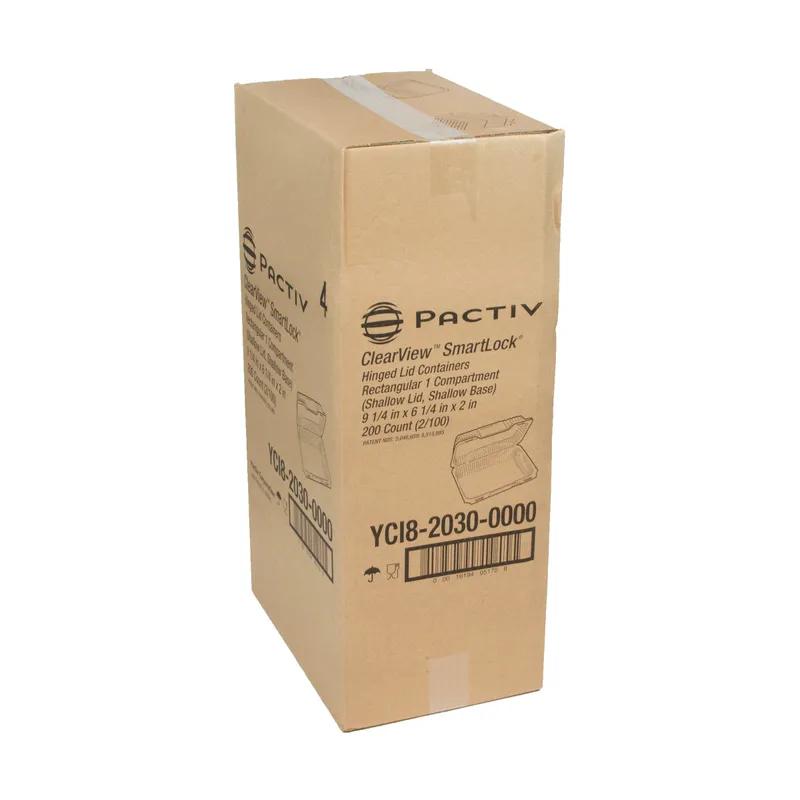 Take-Out Container Hinged With Dome Lid 9.25X6.25X2 IN OPS Clear Rectangle 200/Case