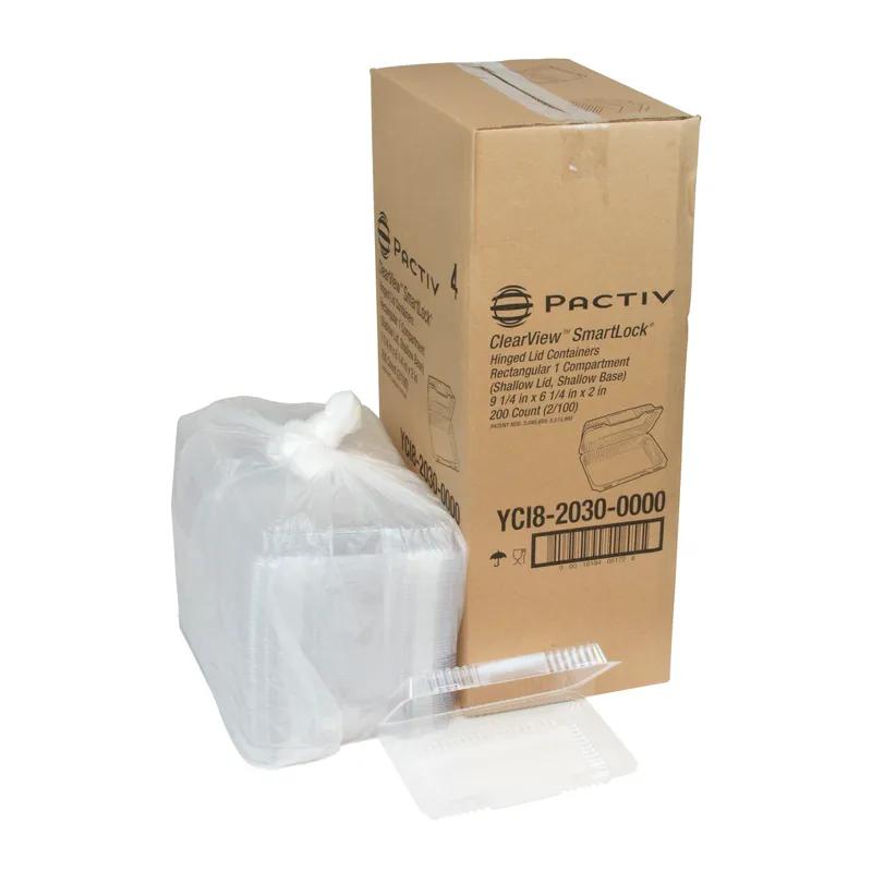 Take-Out Container Hinged With Dome Lid 9.25X6.25X2 IN OPS Clear Rectangle 200/Case