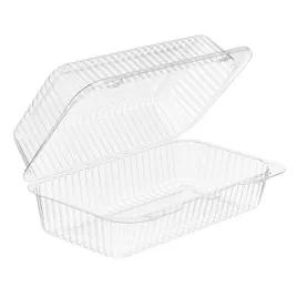 Essentials Take-Out Container Hinged With Dome Lid 8X5X3 IN RPET Clear Rectangle Bar Lock 500/Case