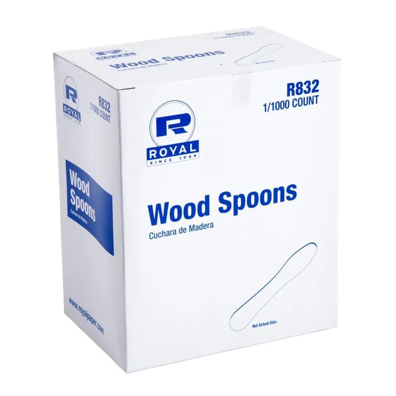 Gelato Ice Cream Spoon Wood Unwrapped Premium 1000 Count/Pack 10 Packs/Case 10000 Count/Case