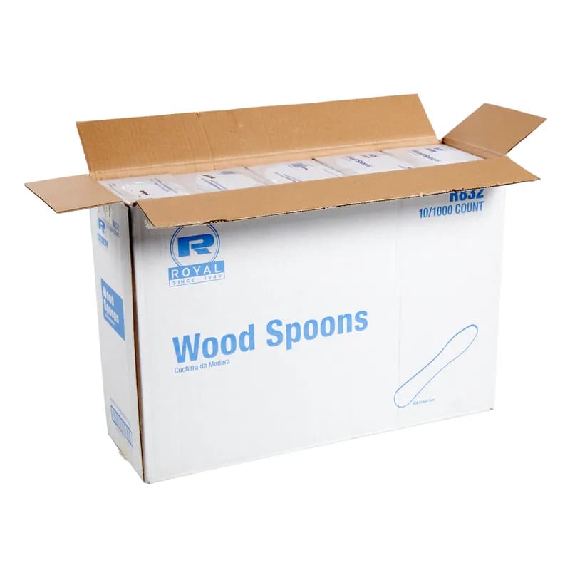 Gelato Ice Cream Spoon Wood Unwrapped Premium 1000 Count/Pack 10 Packs/Case 10000 Count/Case