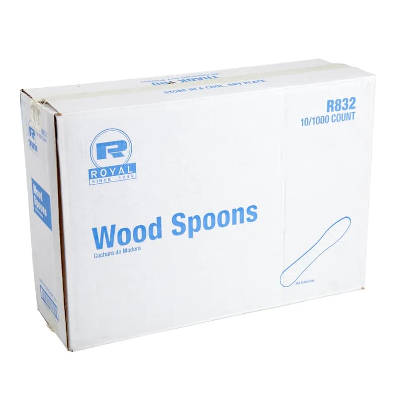 Gelato Ice Cream Spoon Wood Unwrapped Premium 1000 Count/Pack 10 Packs/Case 10000 Count/Case