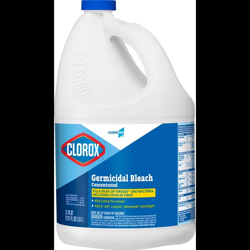 Clorox® Germicidal Bleach 121 FLOZ Concentrate Antibacterial Child Resistant Screw Cap 3/Case