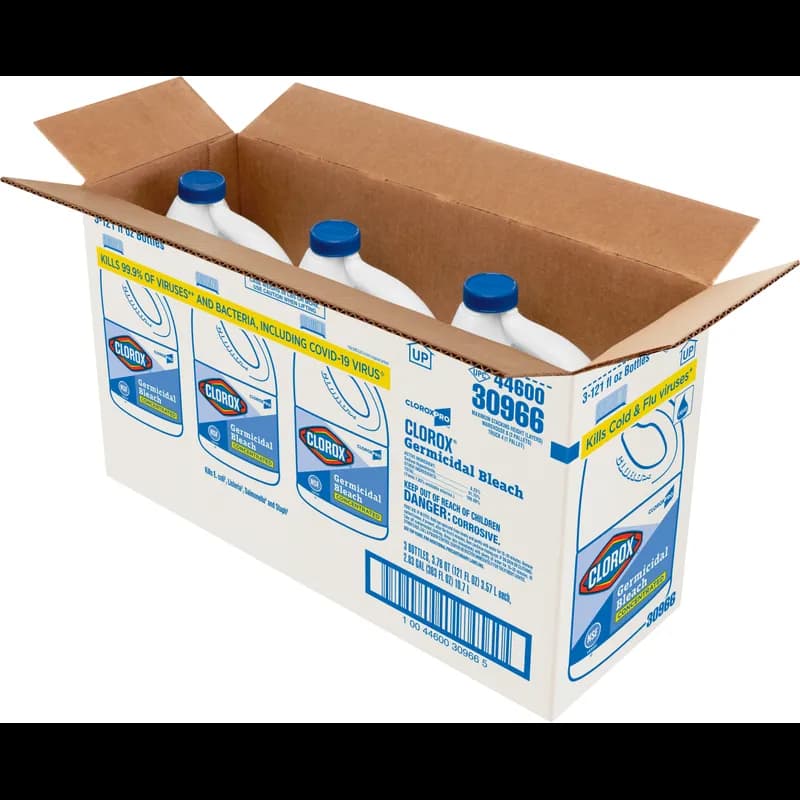 Clorox® Germicidal Bleach 121 FLOZ Concentrate Antibacterial Child Resistant Screw Cap 3/Case