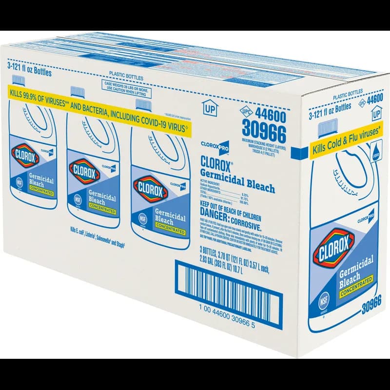Clorox® Germicidal Bleach 121 FLOZ Concentrate Antibacterial Child Resistant Screw Cap 3/Case