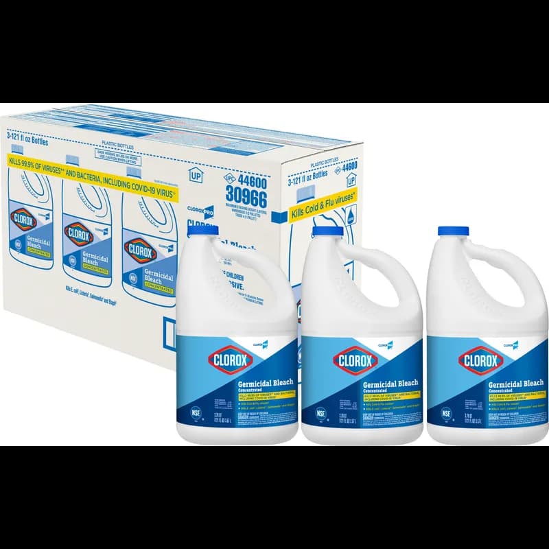 Clorox® Germicidal Bleach 121 FLOZ Concentrate Antibacterial Child Resistant Screw Cap 3/Case