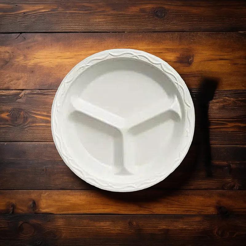 Plate 10 IN 3 Compartment PS White Heavy Duty 500/Case