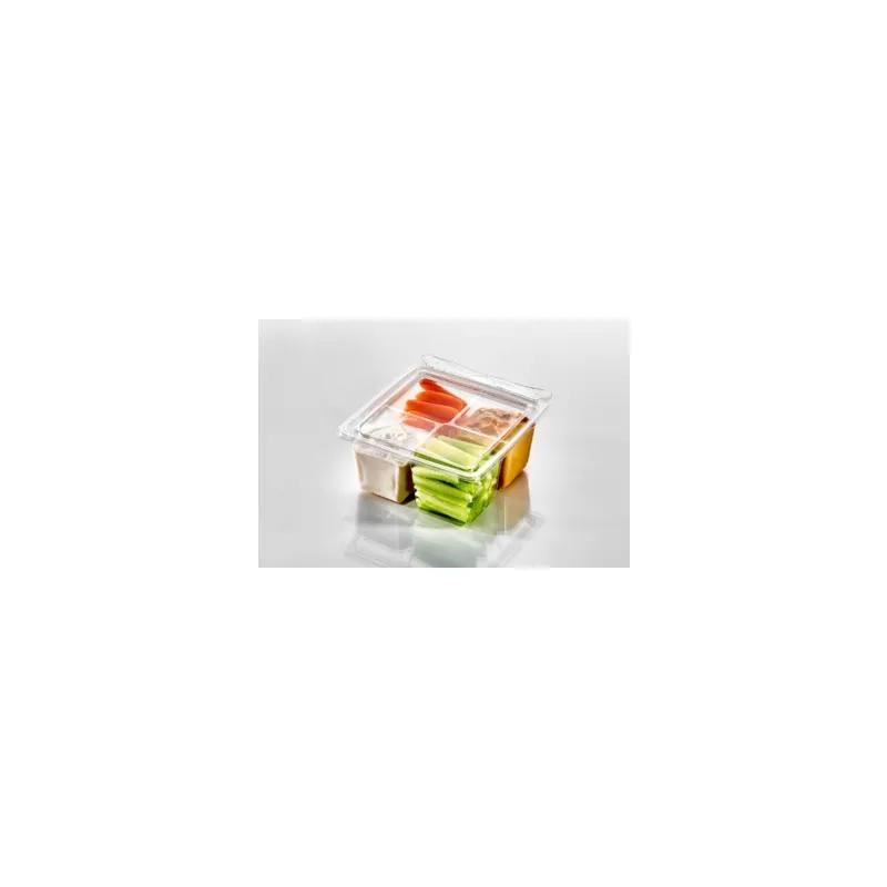 Fresh N' Sealed® Deli Container Hinged 6X6 IN 4 Compartment PET Clear Square Tamper-Evident Tamper-Resistant 220/Case