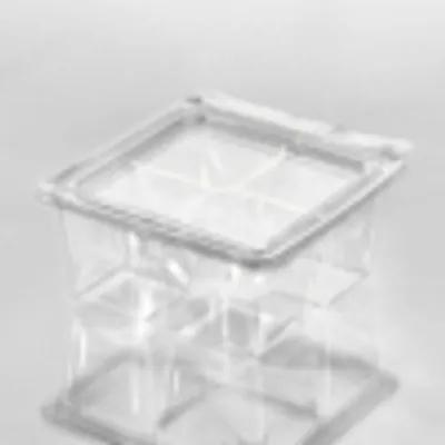 Fresh N' Sealed® Deli Container Hinged 6X6 IN 4 Compartment PET Clear Square Tamper-Evident Tamper-Resistant 220/Case