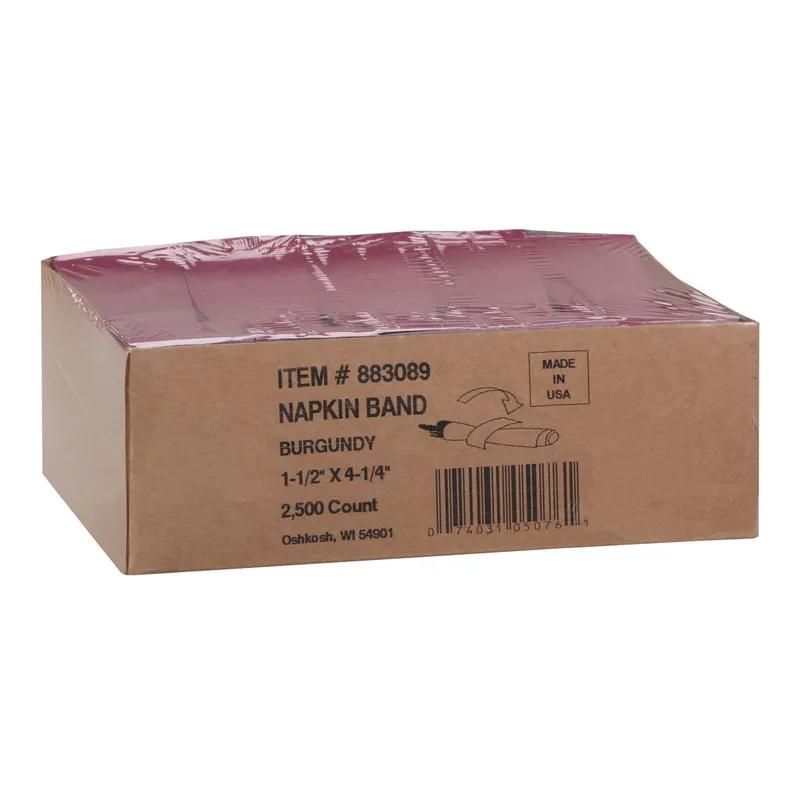 Napkin Bands 1.5X4.25 IN Burgundy Paper 2500 Count/Pack 8 Packs/Case