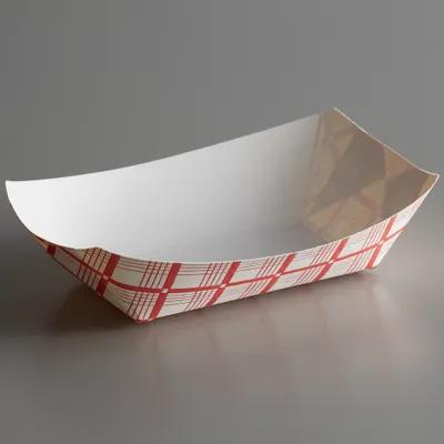 Food Tray 1 LB Paper White Red Rectangle 1000/Case