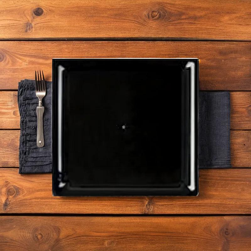 Serving Tray 12X12 IN Plastic Black Square 25/Case