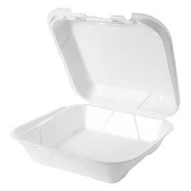 Take-Out Container Hinged Large (LG) 9.25X9.25X3 IN Polystyrene Foam White Square Vented 200/Case