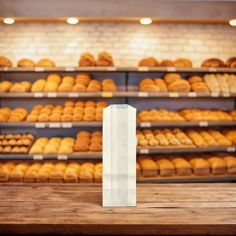 Bread Bag 4X2X12 IN Bleached Kraft Paper White Gusset 1000/Case