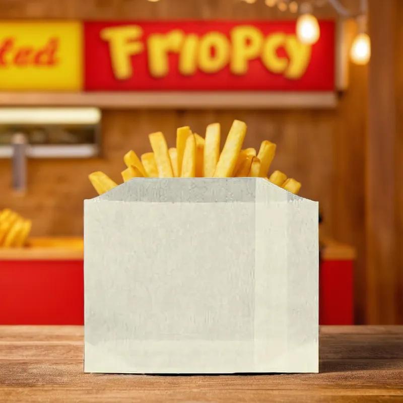 French Fry Bag 4.5X3.5 IN Bleached Kraft Paper White Unprinted 1000 Count/Box 10 Box/Case 10000 Count/Case