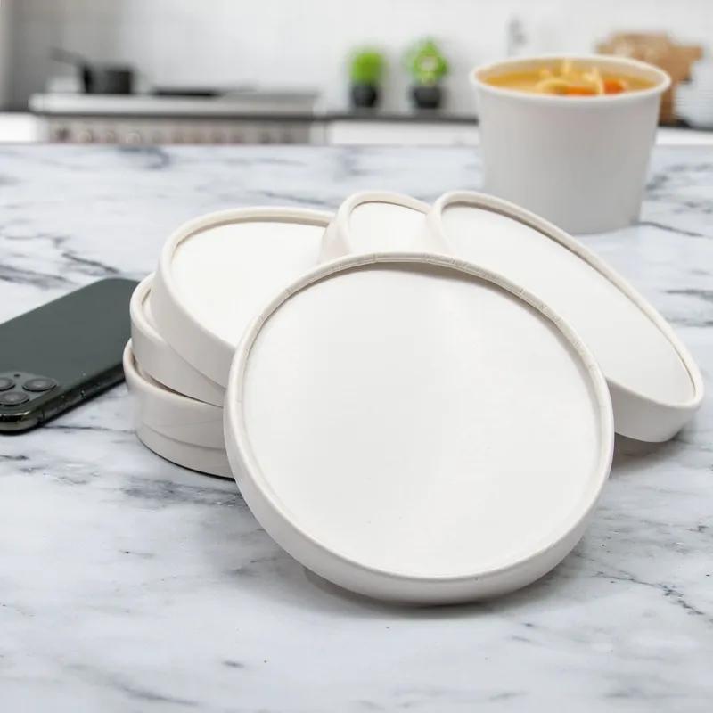 Solo® Flexstyle® Lid Double Sided Poly Paper (DSP) White For 32 OZ Container Not Vented 25 Count/Bag 20 Bags/Case